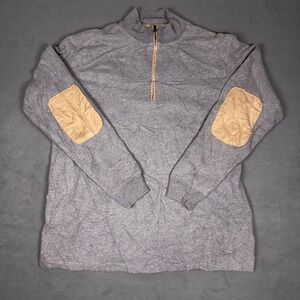 Woolrich Mens Gray Quarter Zip Pullover Sweater Elbow Patches Size Large